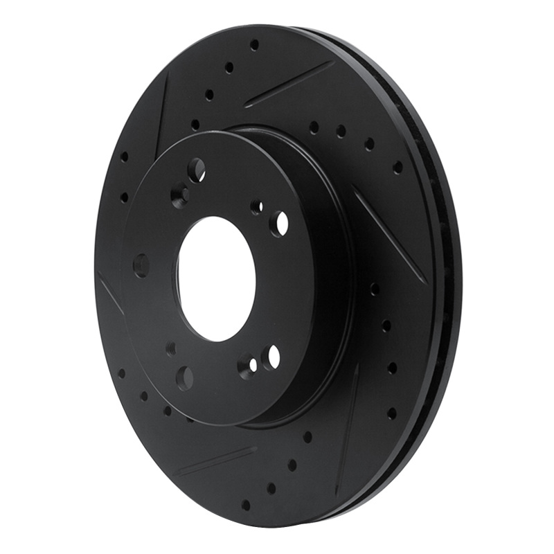 Acura RSX Brake Rotor (1) - Front Left - R1 Concepts - Drilled & Slotted - Black - `02-`15